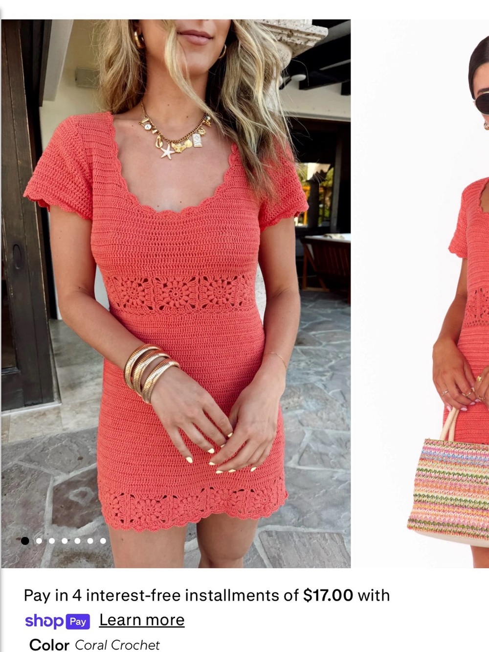 Show Me Your MuMu Coral Crochet Mini Dress